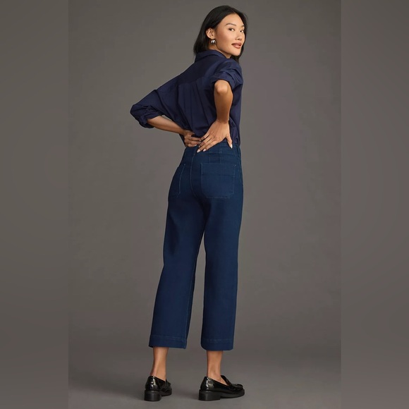 Anthropologie The Colette Denim Cropped Wide-Leg Jeans by Maeve Minimalist in 28 - Picture 5 of 14
